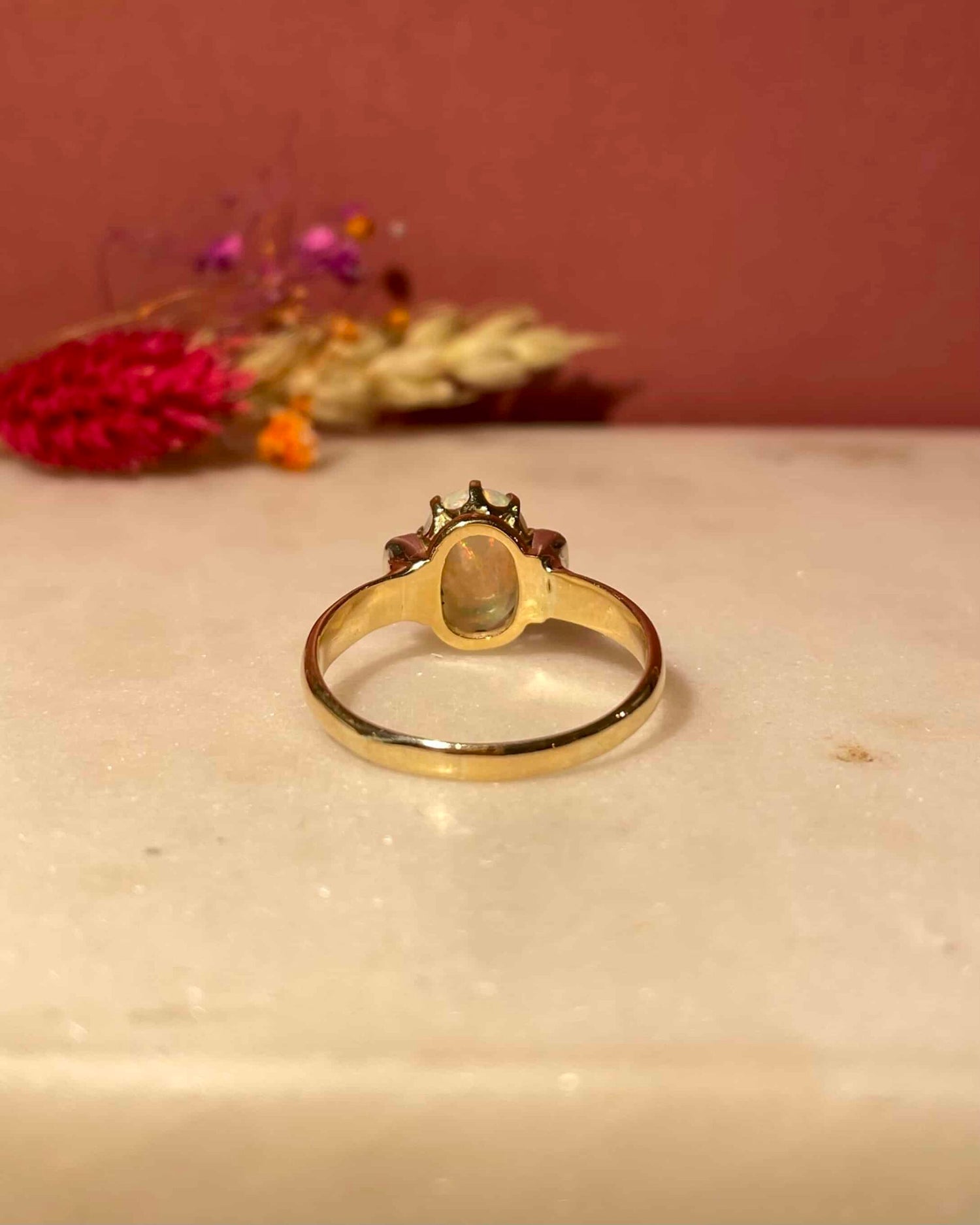 1.15 Carat Opal &amp;amp; Diamond Trilogy Ring &quot;Margerie&quot;