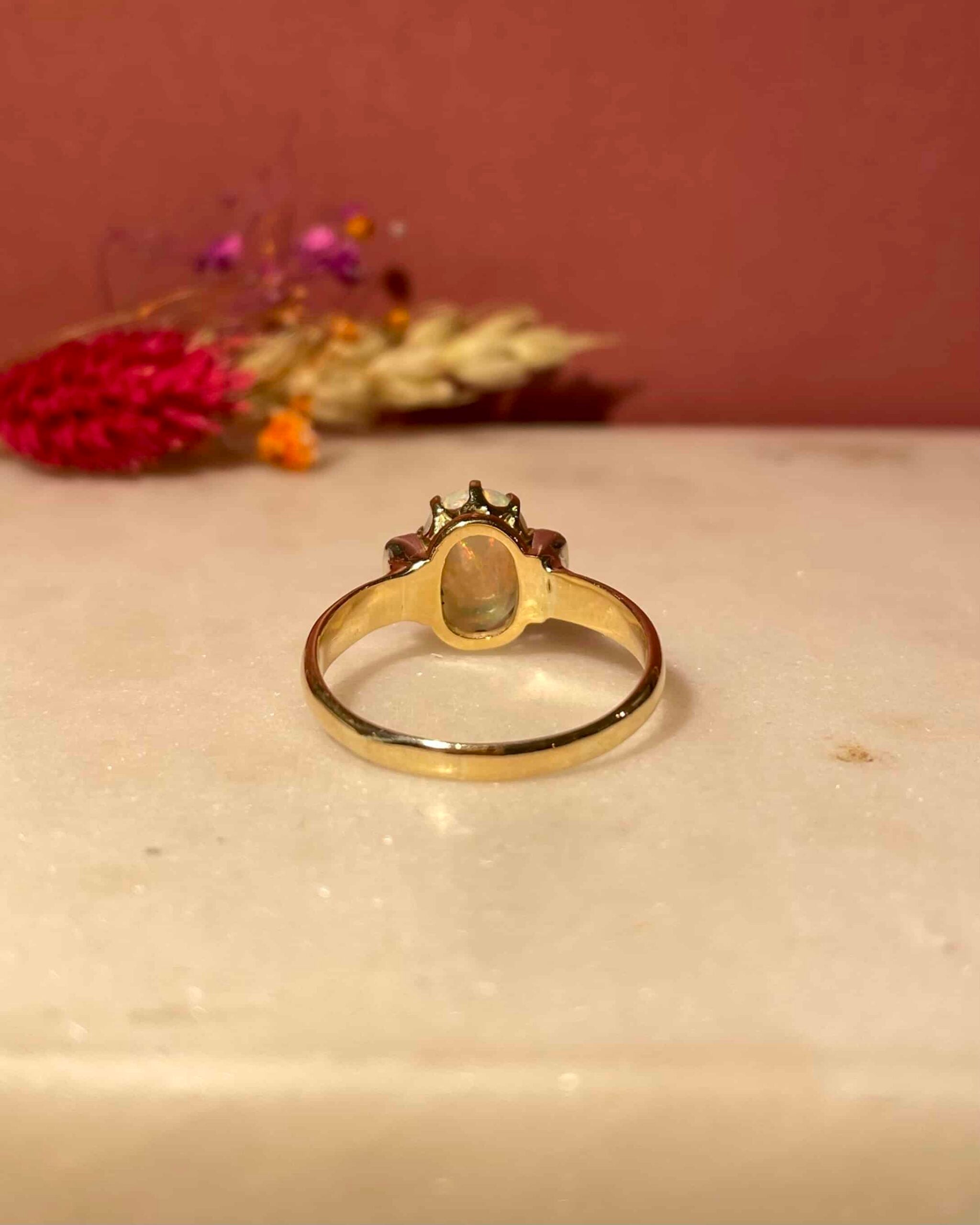 1.15 Carat Opal &amp;amp; Diamond Trilogy Ring &quot;Margerie&quot;