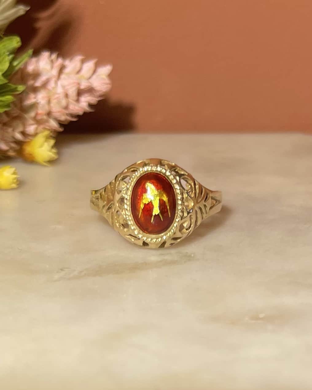 &quot;Jany&quot; bird enamel bangle ring