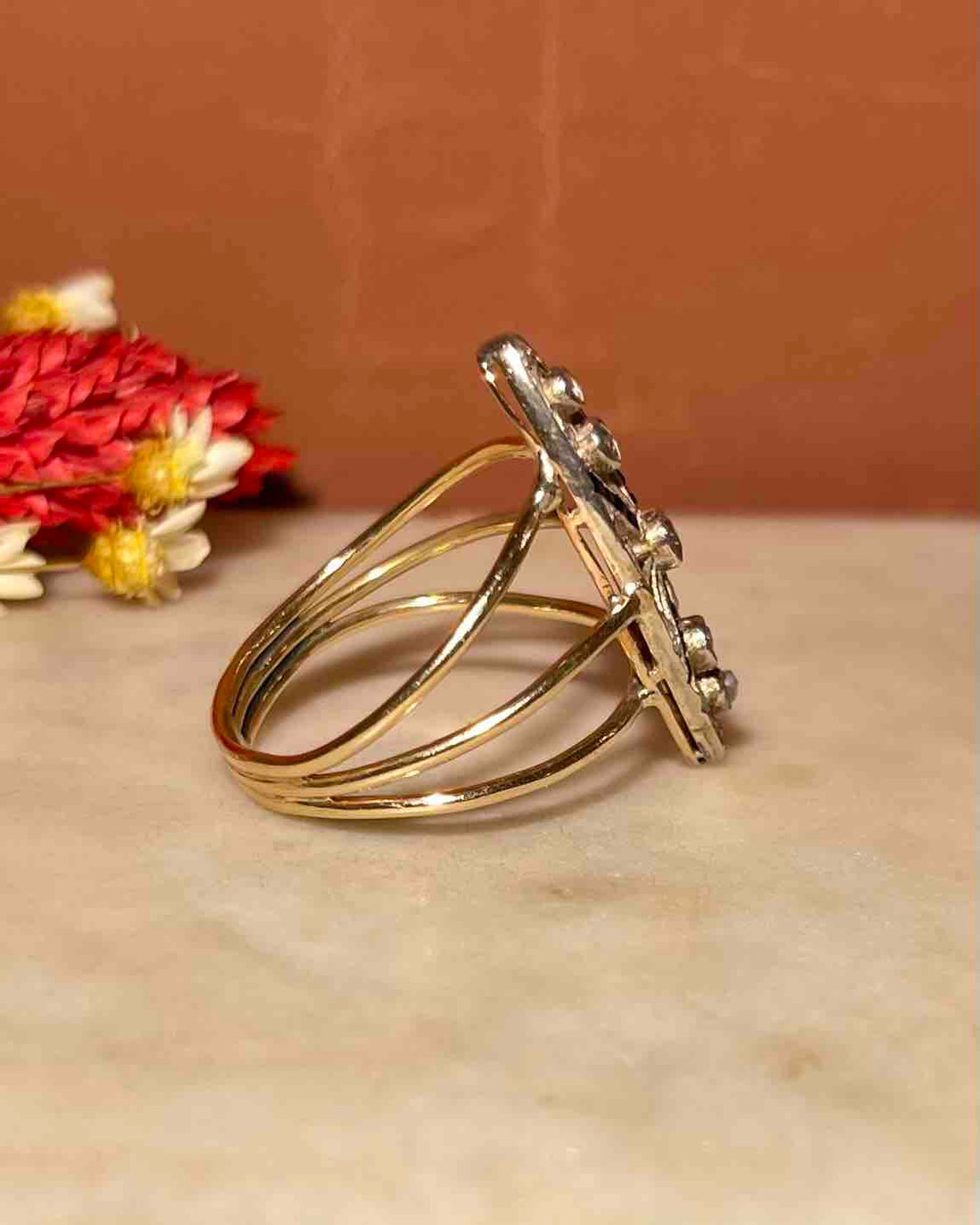 Bague marquise 19e siècle diamants &amp; Saphirs &quot;Yohana&quot;