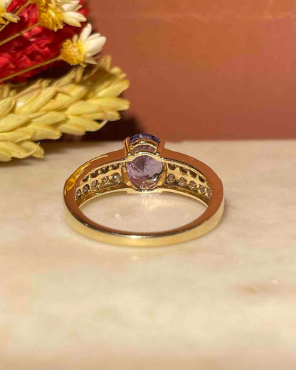 Bague Jonc Tanzanite 2.15 Carats &amp; 20 Diamants &quot;Evangeline&quot;