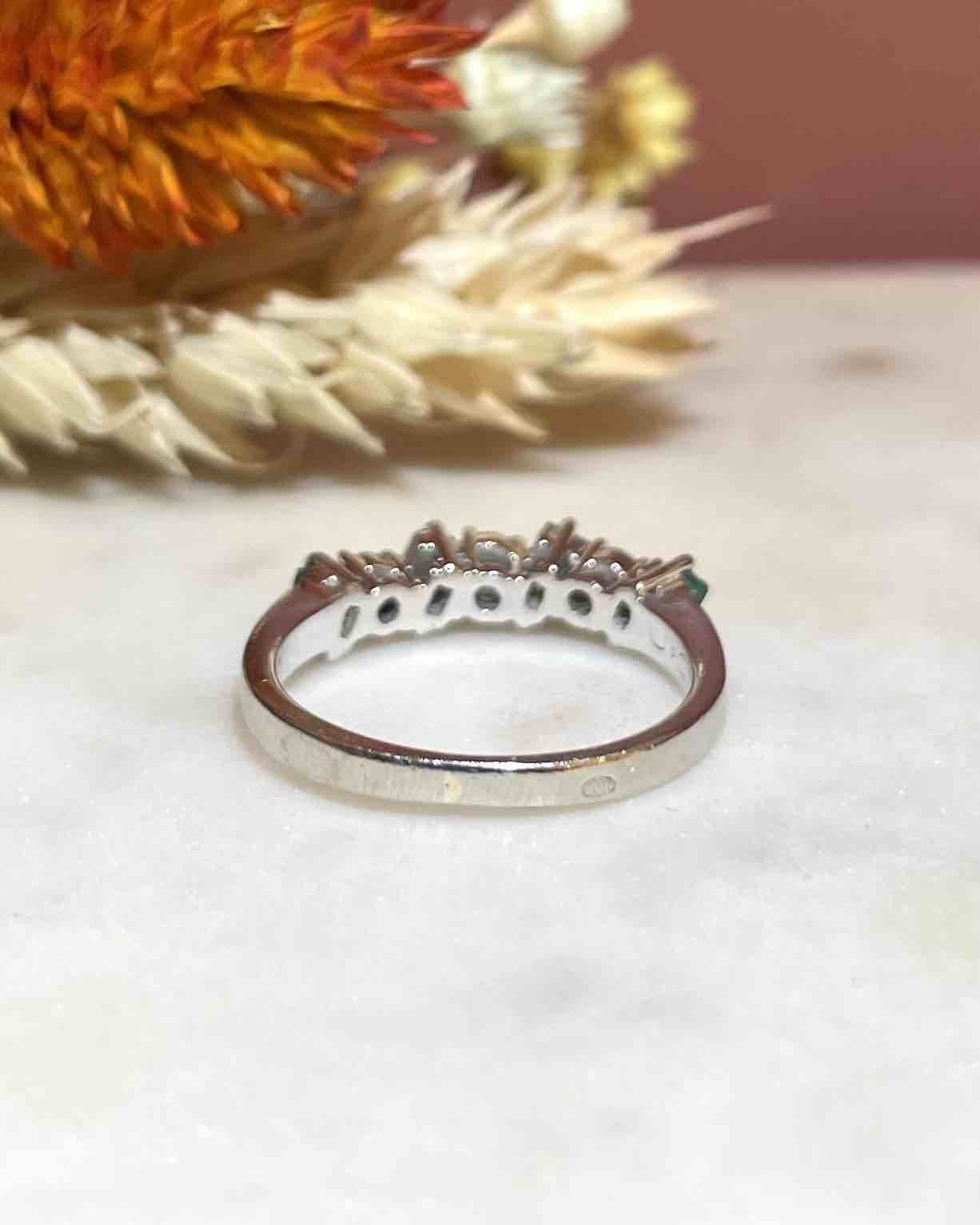 "Vanessa" Emerald &amp;amp; Diamond River Ring