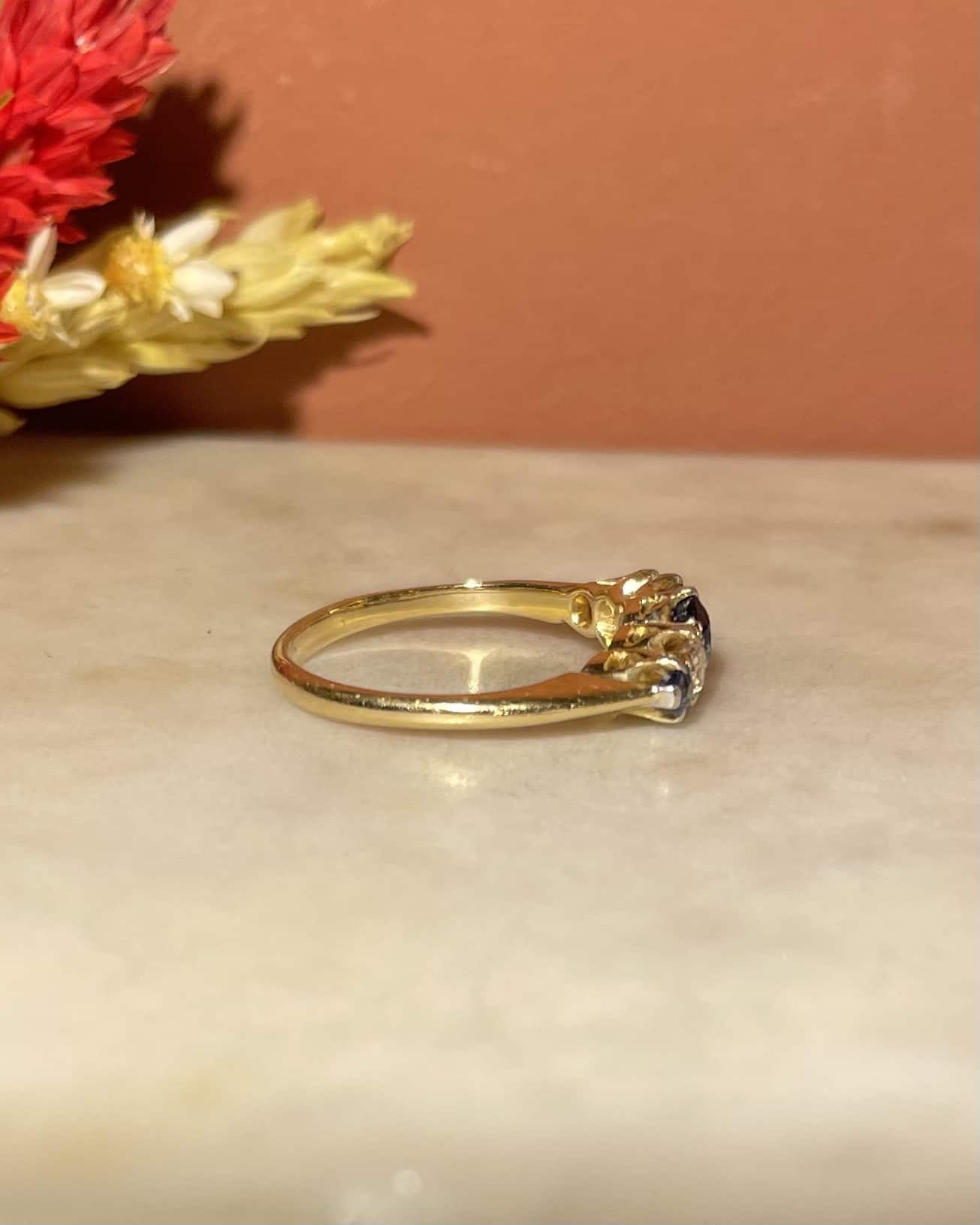 "Shannon" Diamond &amp;amp; Sapphire River Ring
