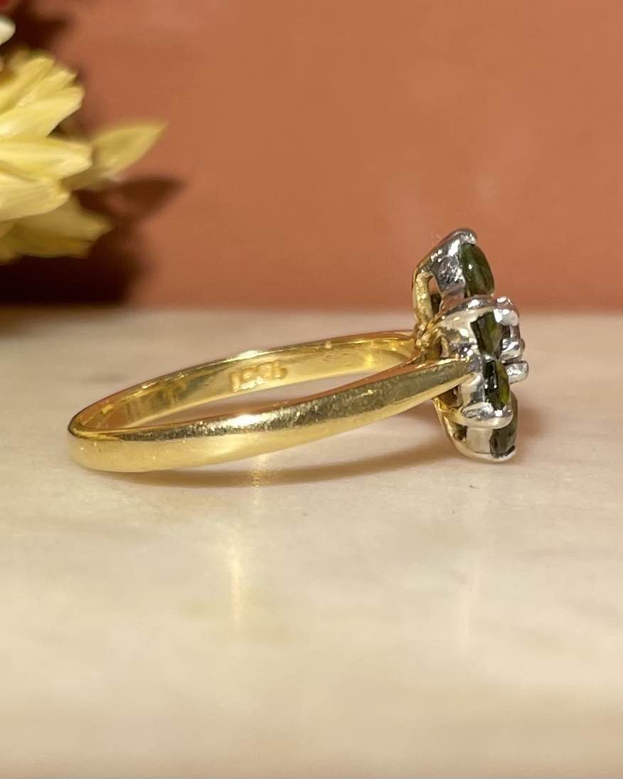 Bague Marguerite Péridot coeur Diamant "Savanah" - Elliade Paris