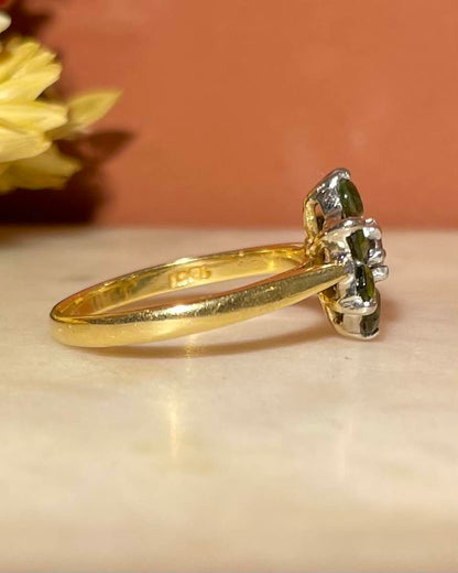 Bague Marguerite Péridot coeur Diamant &quot;Savanah&quot;
