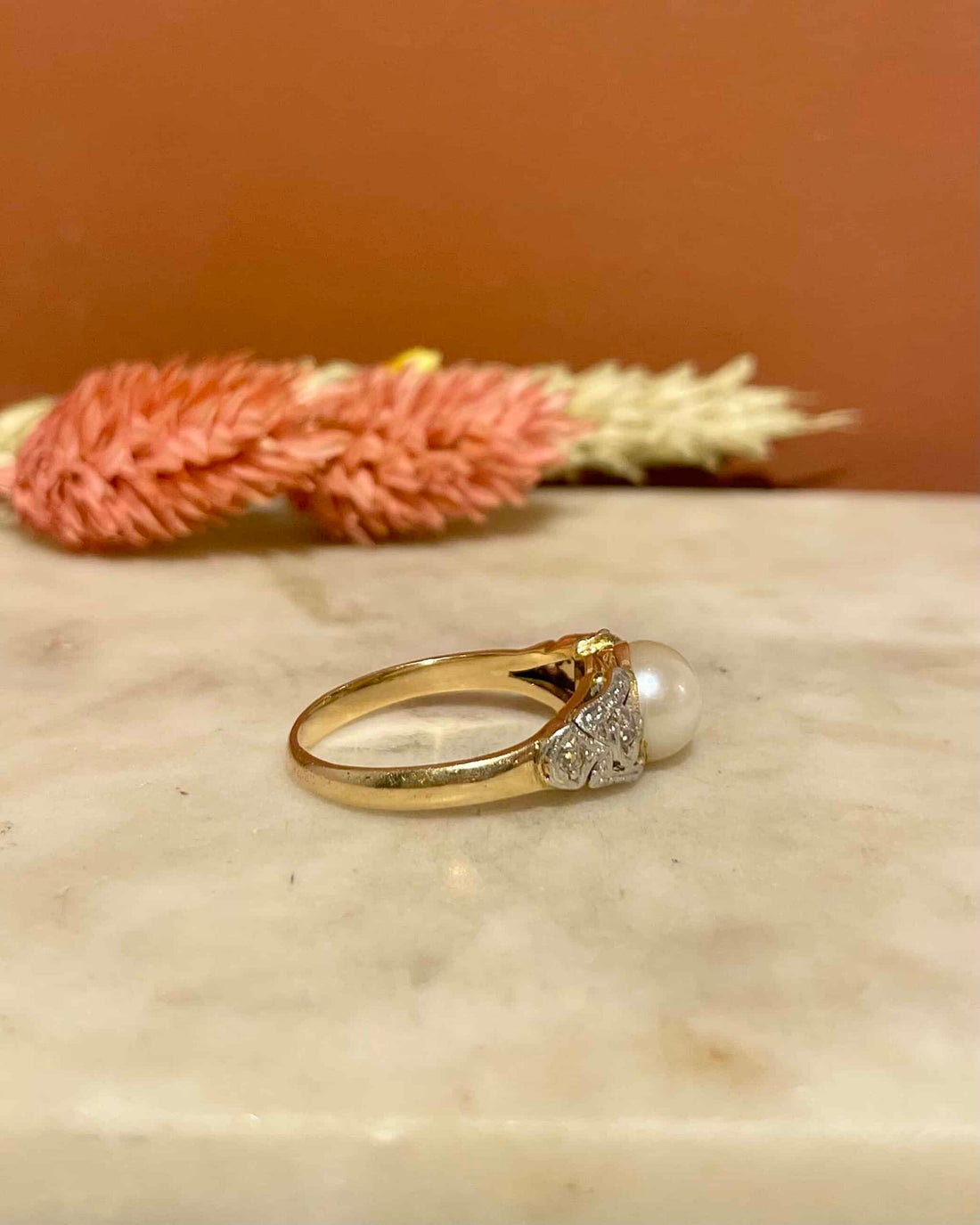 Bague Art-Déco Perle &amp; Diamants &quot;Milaya&quot;