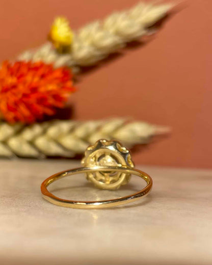 Bague Art-déco marguerite diamants &amp; perle &quot;Malia&quot;