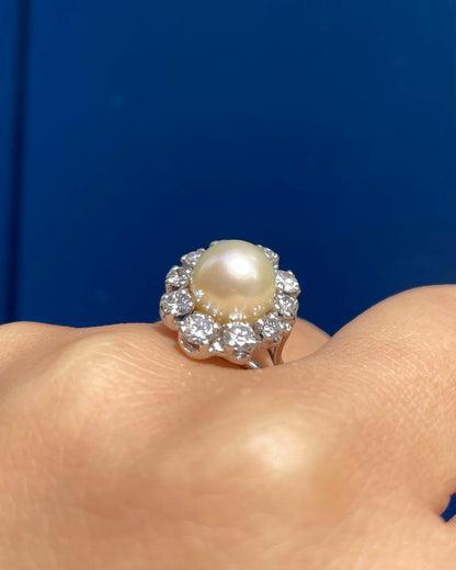 Bague Marguerite Perle &amp; Diamants 1 carat &quot;Loeva&quot;