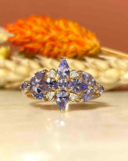 Bague Tanzanites &amp; Diamants &quot;Cléophée&quot;