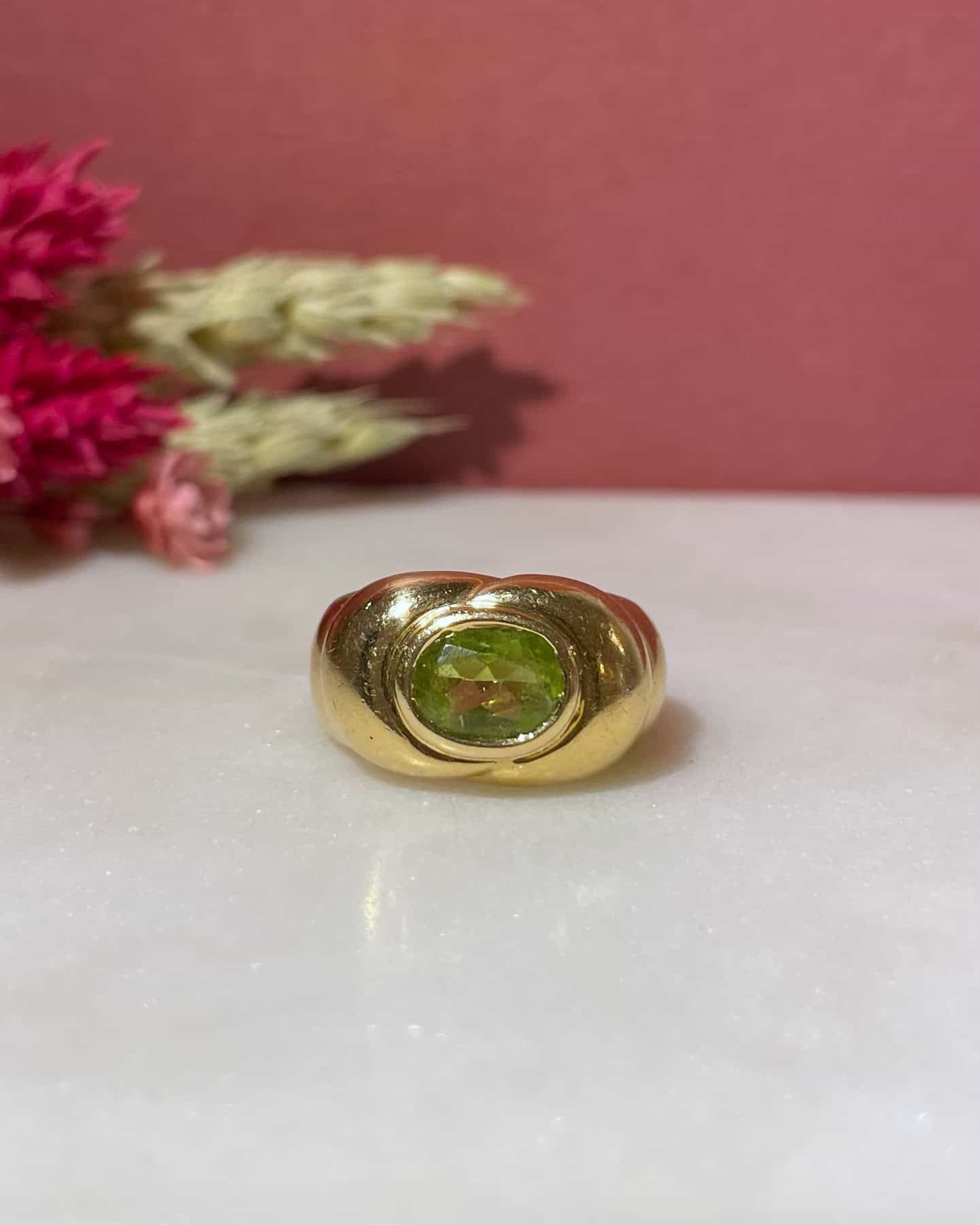 Bague Pinky Jonc Peridot 1.10 carat "Iris" - Elliade Paris