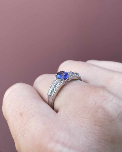Bague Vintage Tanzanite 1 carat &amp; 30 Diamants &quot;Leya&quot;