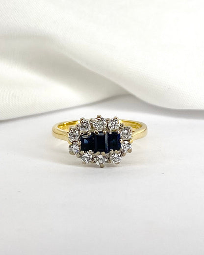 Bague Rivière 3 Saphirs &amp; 8 Diamants &quot;Zélie&quot; - Elliade Paris