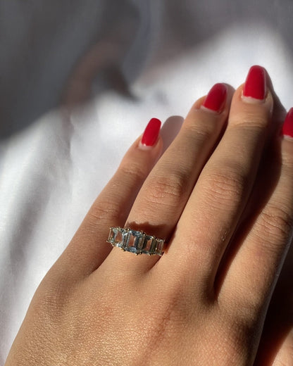 Bague Rivière Aigue - Marine &quot;Manuella&quot; - Elliade Paris