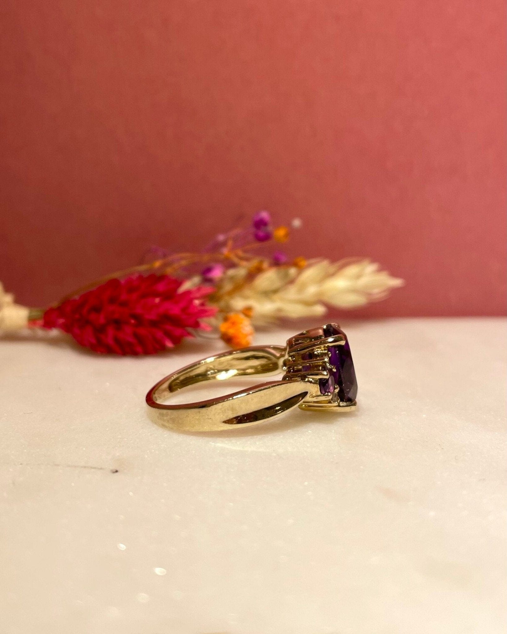 Bague Rivière Améthystes 2.80 carats &amp; Diamants "Mayana" - Elliade Paris