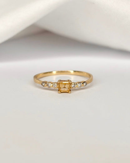 Bague Rivière Citrine &amp; Diamants "Leslie" - Elliade Paris