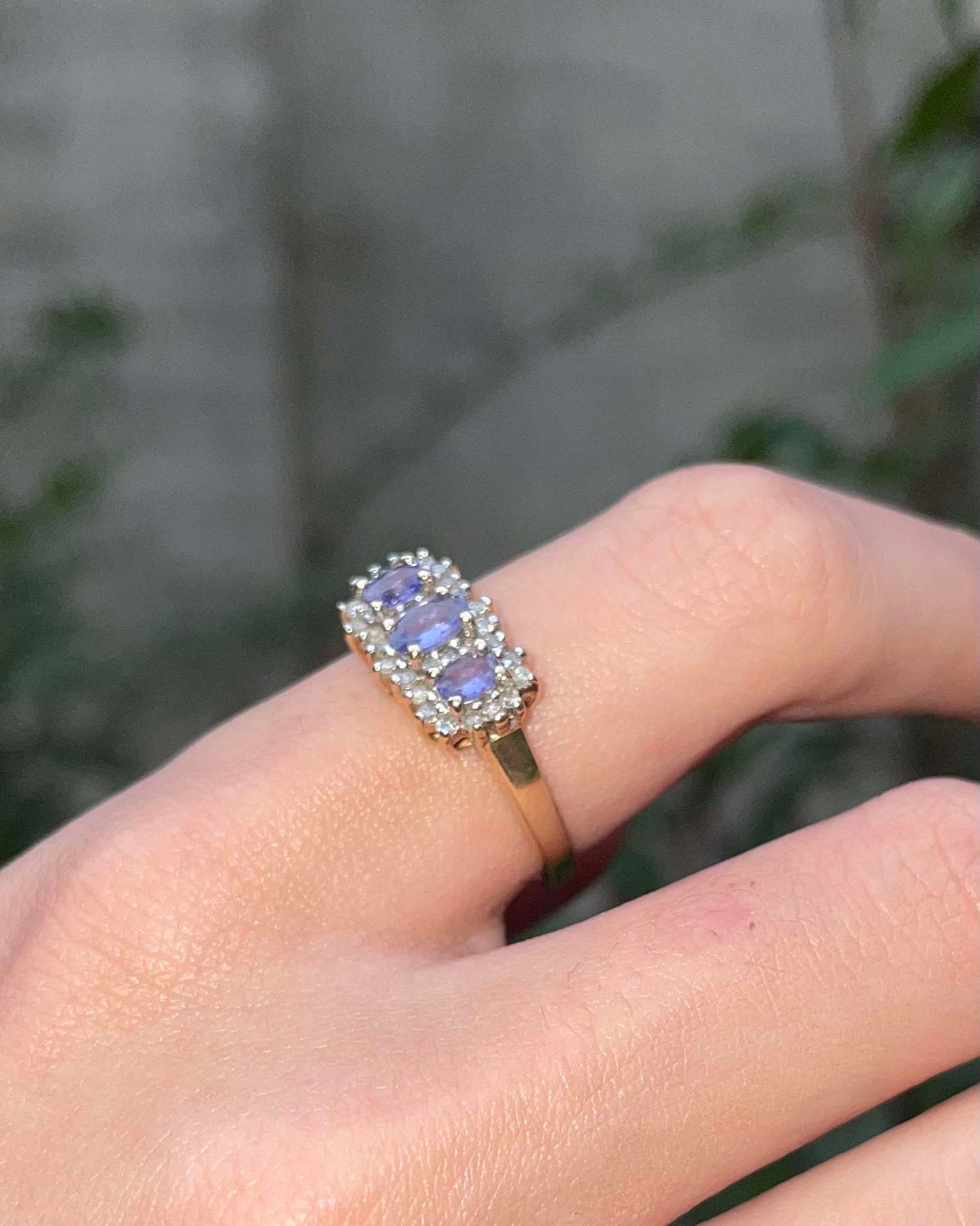 Bague trilogie Tanzanites &amp; 30 Diamants &quot;Albanne&quot;