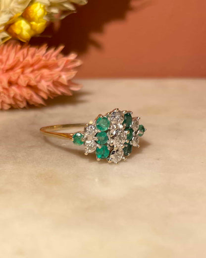 Bague Rivière Émeraudes 0.40 carat &amp; Diamants &quot;Shelly&quot; - Elliade Paris