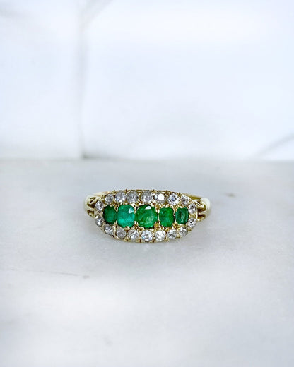 Bague Rivière Émeraudes &amp; Diamants &quot;Johanne&quot; - Elliade Paris