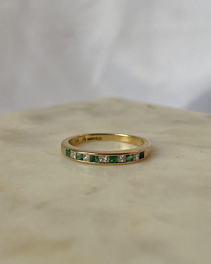 Bague rivière émeraudes &amp; diamants &quot;Marie&quot; - Elliade Paris