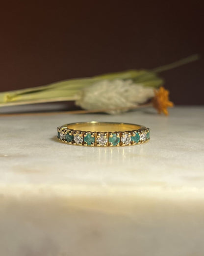Bague rivière émeraudes &amp; diamants &quot;Marine&quot; - Elliade Paris