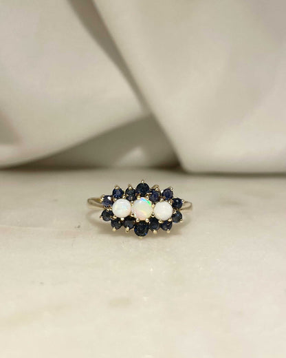 Bague Rivière Fleur Opales &amp; Saphirs &quot;Milou&quot; - Elliade Paris