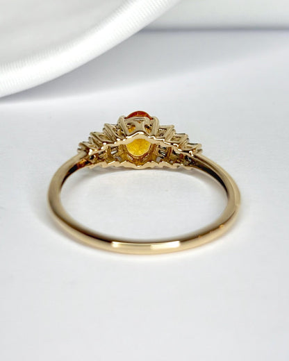 Bague Rivière Grenat Spessartite 1.10 carat &amp; Diamants 0.25 carat "Loïs" - Elliade Paris