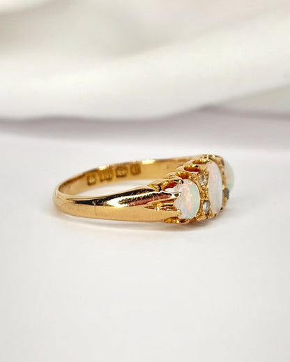 Bague Rivière Opales &amp; Diamants "Mona" - Elliade Paris