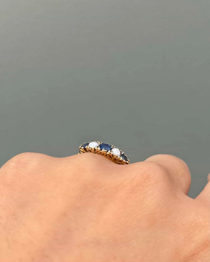 Bague Vintage Rivière Saphirs &amp; Opales &quot;Tia&quot;