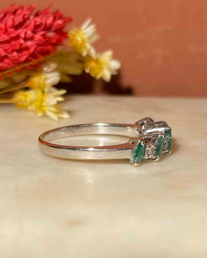 Bague Rivière Emeraudes &amp; Diamants &quot;Candice&quot;