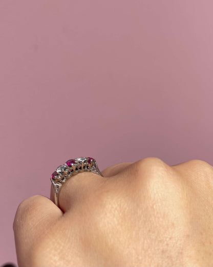 Bague Rivière Rubis 0.50 carat &amp; Diamants 0.30 carat &quot;Yessenia&quot; - Elliade Paris