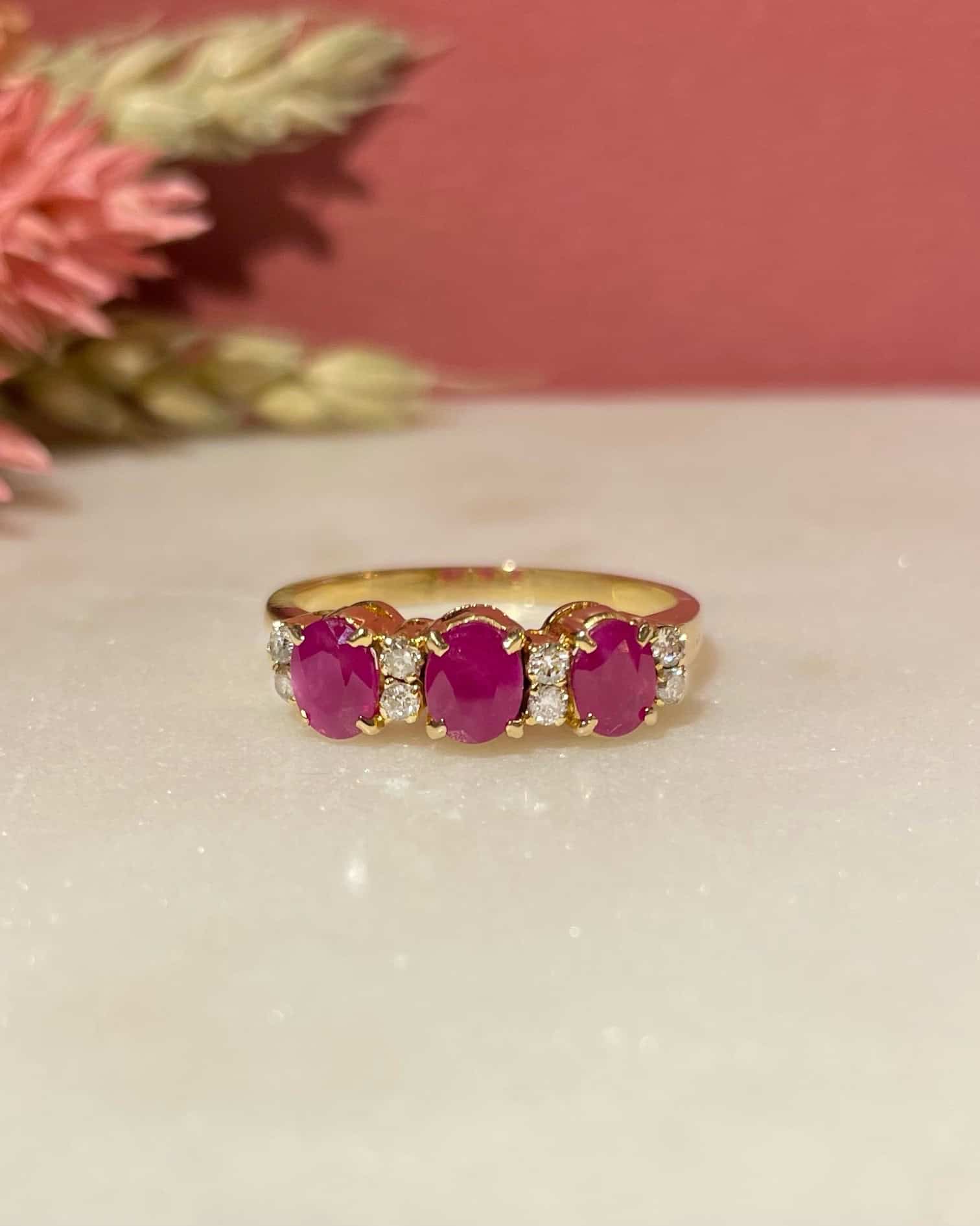 Bague Rivière Rubis 1.35 carat &amp; Diamants "Willow" - Elliade Paris