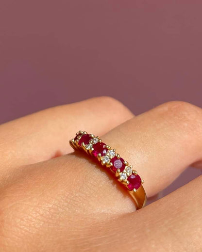 Bague rivière Rubis &amp; Diamants &quot;Asma&quot; - Elliade Paris