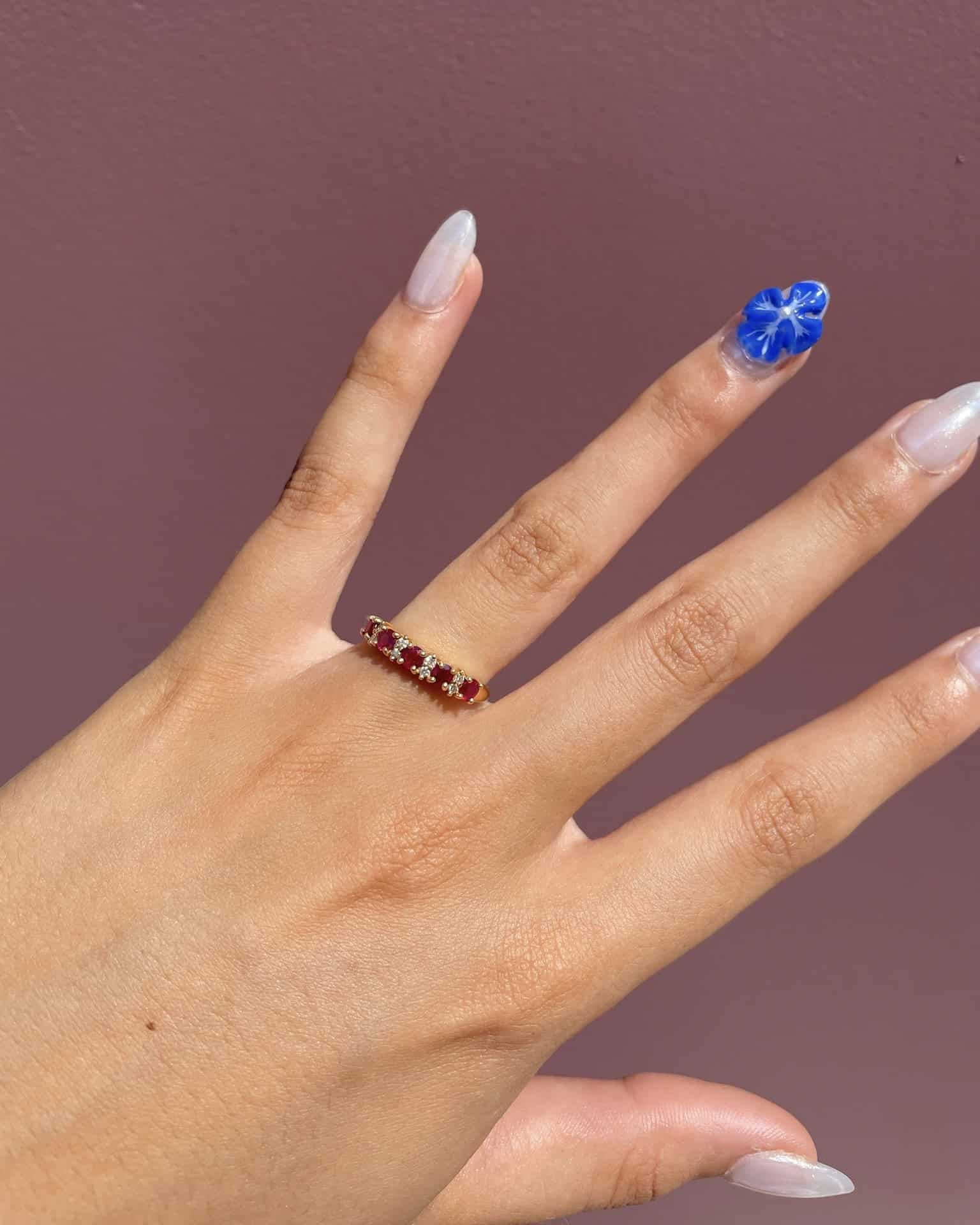 Bague rivière Rubis &amp; Diamants "Asma" - Elliade Paris