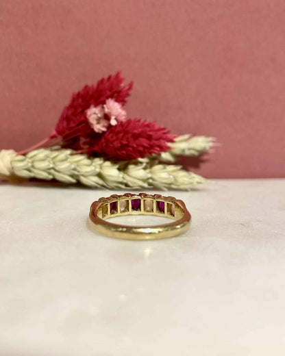 Bague Rivière Rubis &amp; Opales &amp; Diamants &quot;Gemma&quot; - Elliade Paris