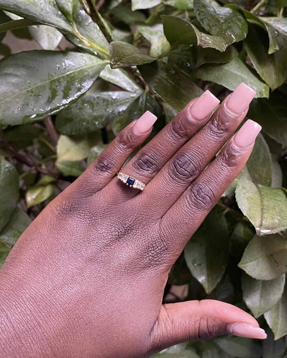 Bague Rivière Saphir &amp; Diamants 0.42 carat &quot;Louisia&quot; - Elliade Paris