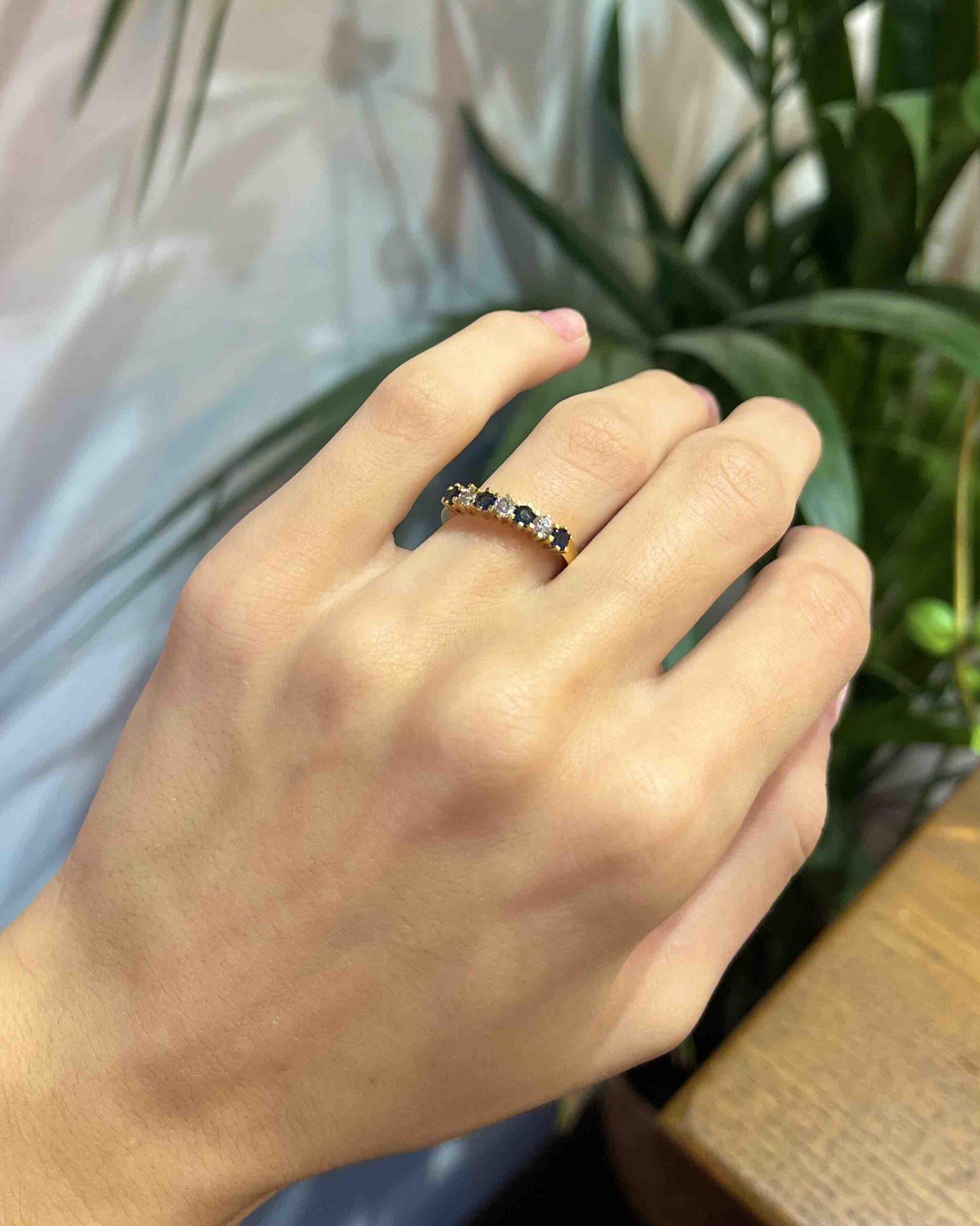 Half wedding band Sapphires &amp;amp; Diamonds "Isabella"