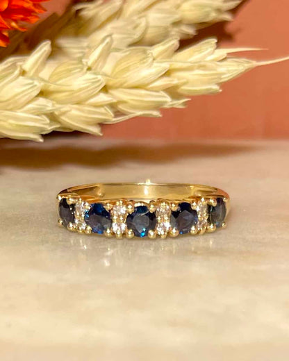 Bague Rivière Saphirs &amp; Diamants &quot;Ninon&quot; - Elliade Paris