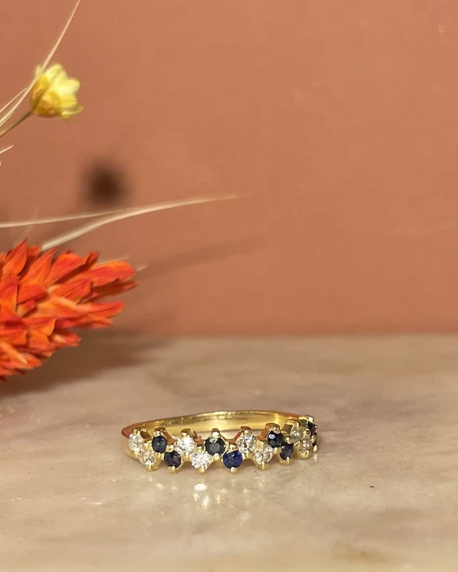 Bague Rivière Saphirs &amp; Diamants &quot;Syraé&quot; - Elliade Paris