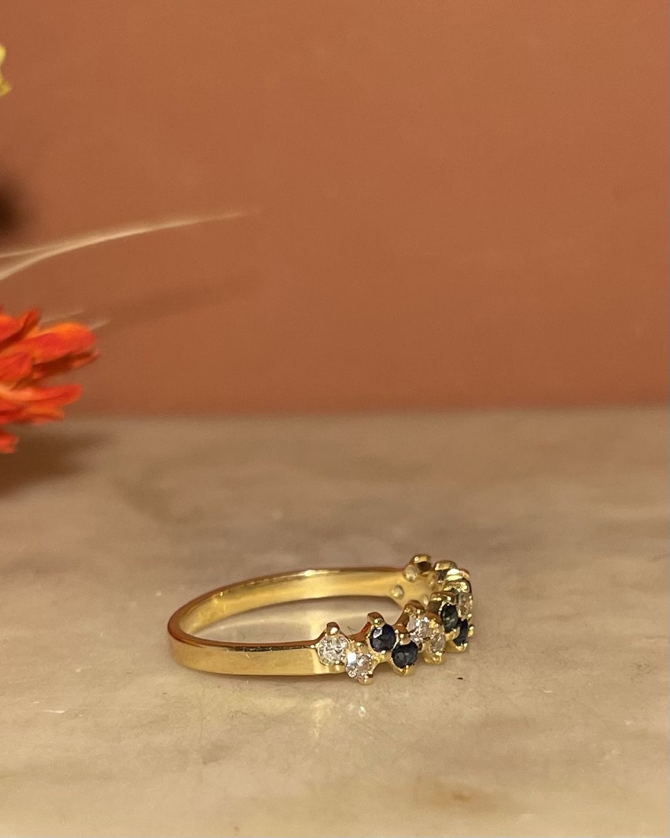 Bague Rivière Saphirs &amp; Diamants "Syraé" - Elliade Paris
