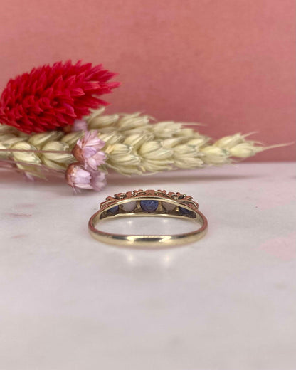 Bague Vintage Rivière Saphirs &amp; Opales &quot;Tia&quot;