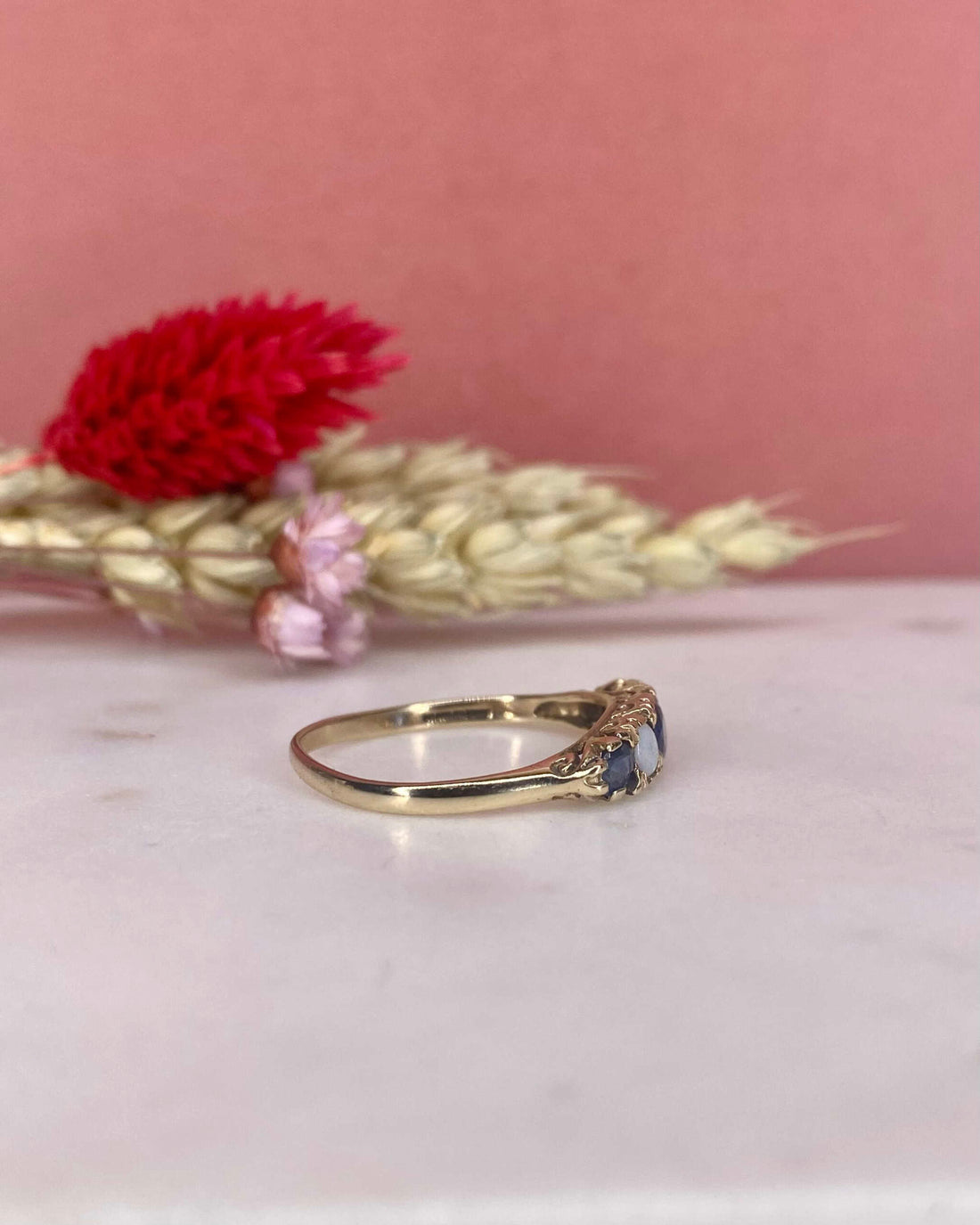Vintage Sapphire &amp;amp; Opal River Ring &quot;Tia&quot;