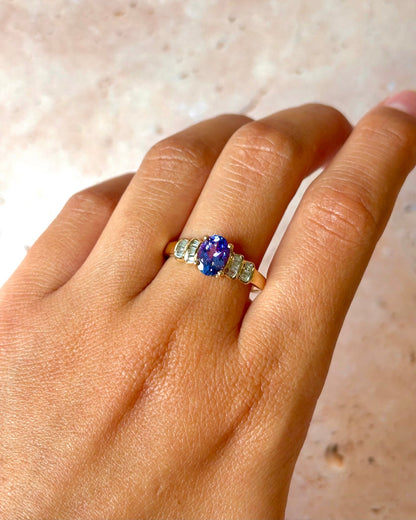 Bague Rivière Tanzanite 1.25 carat &amp; Diamants "Laura" - Elliade Paris