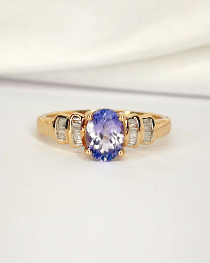 Bague Rivière Tanzanite 1.25 carat &amp; Diamants "Laura" - Elliade Paris