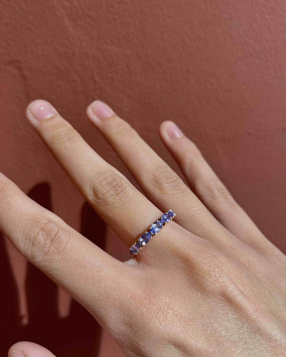 Bague rivière Tanzanites 1 carat &quot;Roxanne&quot; - Elliade Paris