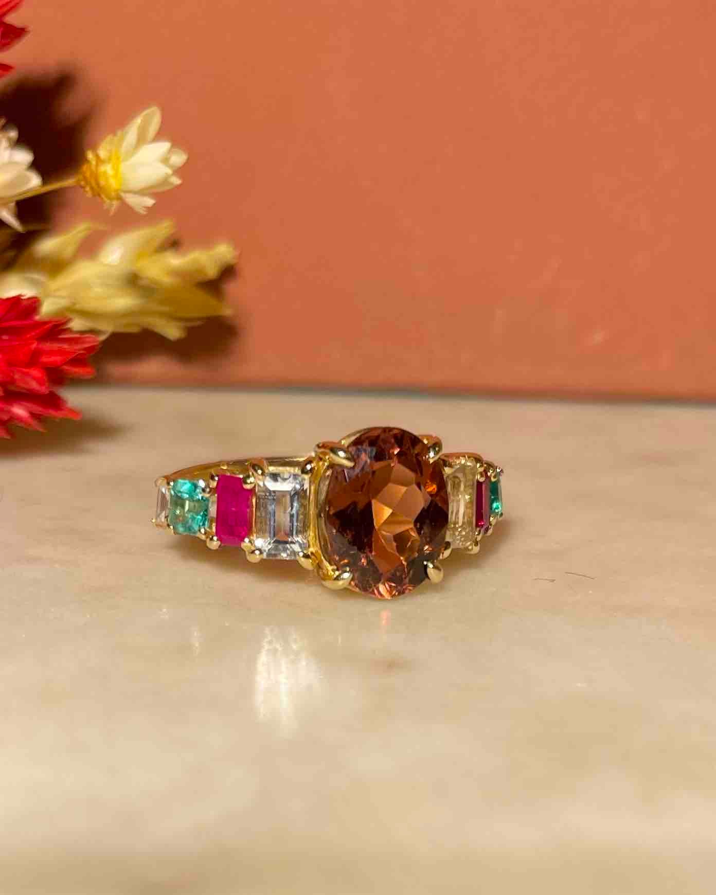 Bague Rivière Tourmaline Rainbow "Omaley" - Elliade Paris