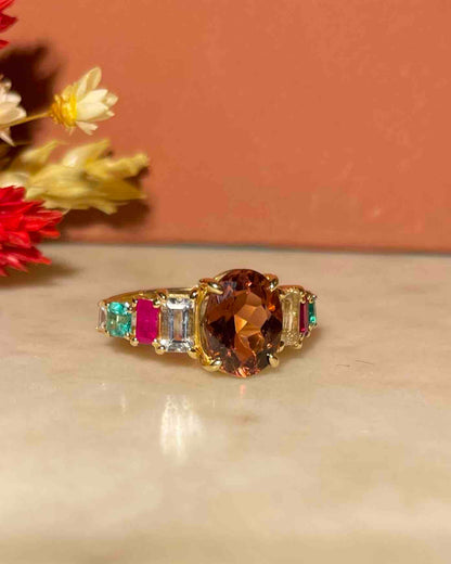 Bague Rivière Tourmaline Rainbow &quot;Omaley&quot; - Elliade Paris