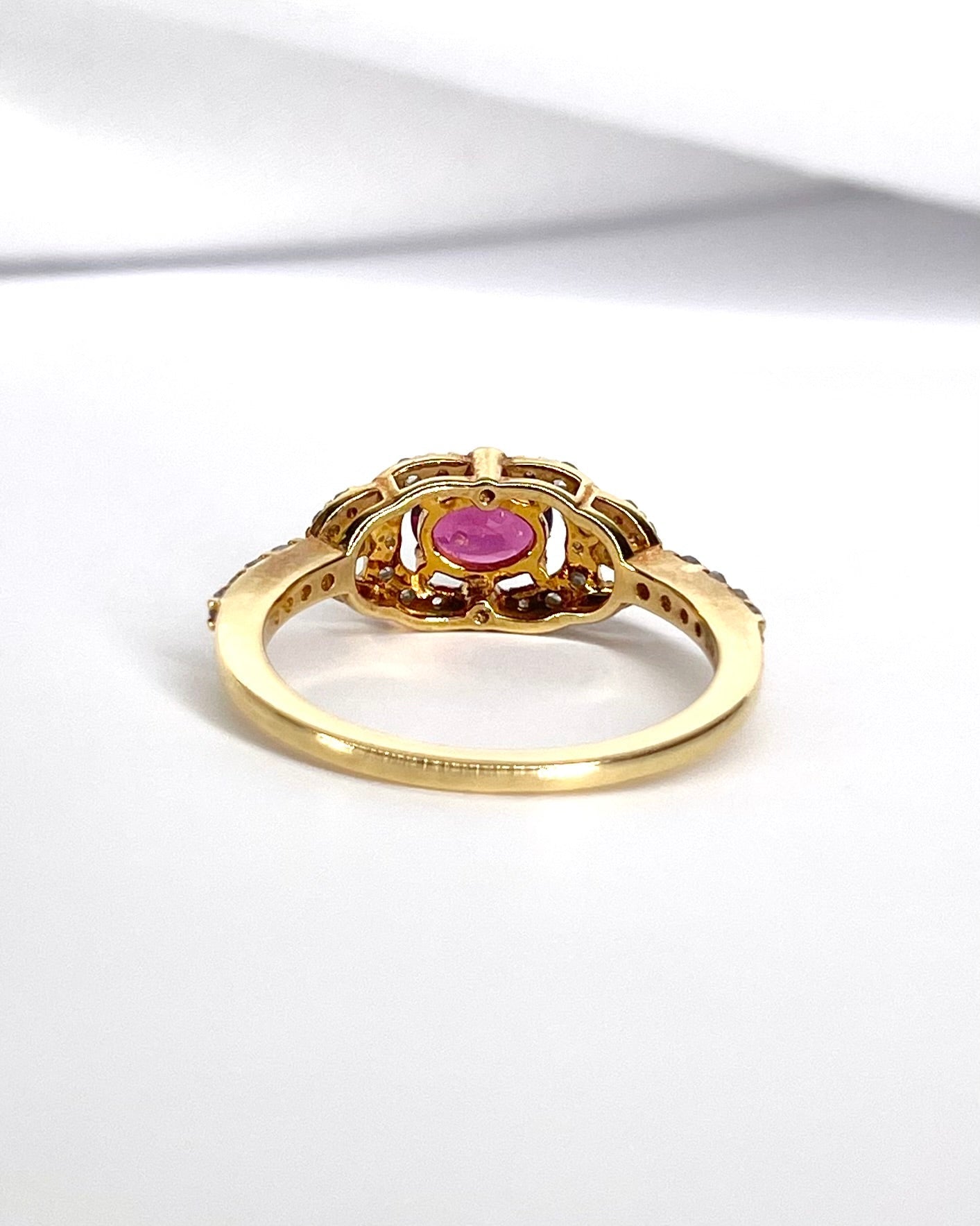 Bague Rivière Tourmaline Rose 0.55 carat &amp; Diamants 0.25 carat "Anna" - Elliade Paris