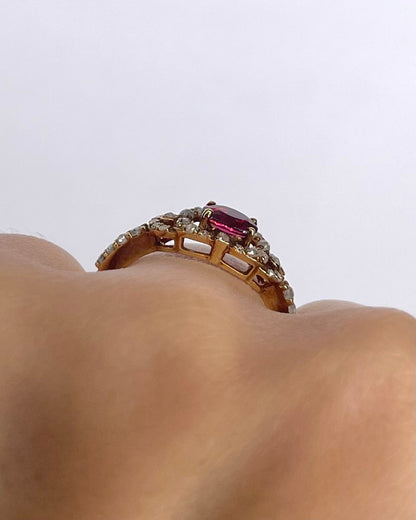 Bague Rivière Tourmaline Rose 0.55 carat &amp; Diamants 0.25 carat "Anna" - Elliade Paris