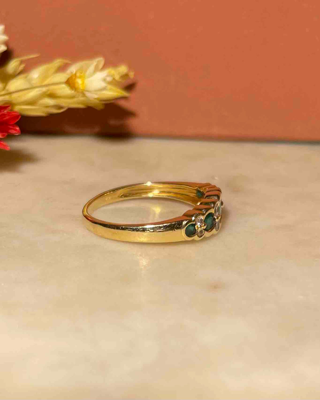 &quot;Charly&quot; Emerald &amp;amp; Diamond River Ring