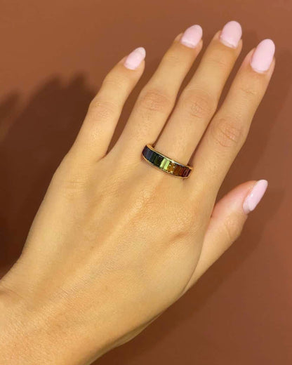 Bague Style Jonc Rivière Tourmalines multicolores 1.70 carat &quot;Layla&quot;